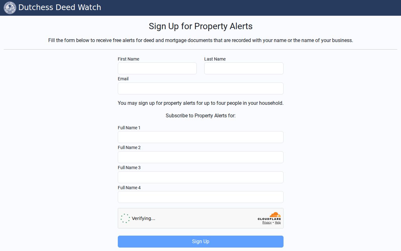 Dutchess County residents directory Deed Watch alert signup